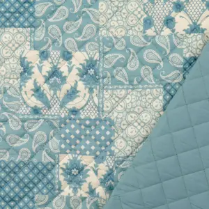 Baumwolle Popeline gesteppt Paisley Babyblau