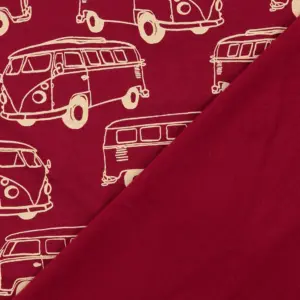 French Terry Fahrzeuge Bordeauxrot