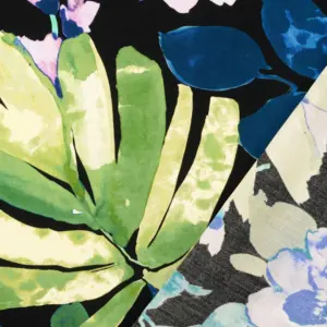 Viscose Poplin digital bedruckt Blumen Mehrfarbig