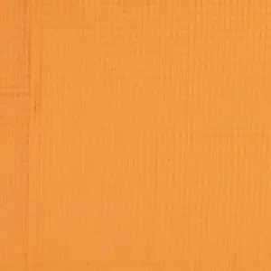 Waffelpique-Stoff in einem einheitlichen, orangefarbenen Farbton mit einer strukturierten Oberfläche.