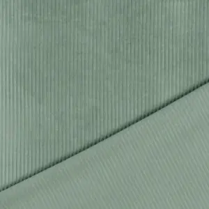 Breitcord 4.5w Stoff in Uni Altes Grün mit feinem Rippenbild, 150/152 cm Breite und ca. 300 g/m² Gewicht für weiche, elegante Haptik.