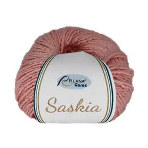 Rosafarbenes Baumwoll-Seidengarn Saskia von Rellana Garne, 77% Baumwolle und 23% Seide, Lauflänge ca. 120 m pro 50 g, mit edlem Glanz.